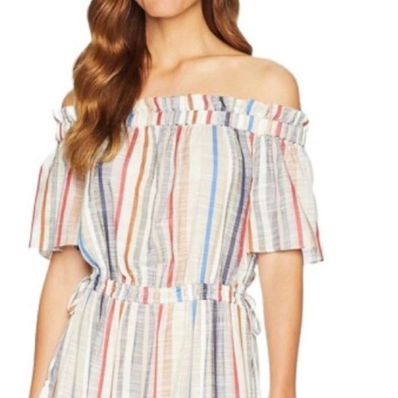 1. State Off-The-Shoulder Stripe Boho Spring Maxi Dress Size Large - Picture 2 of 6